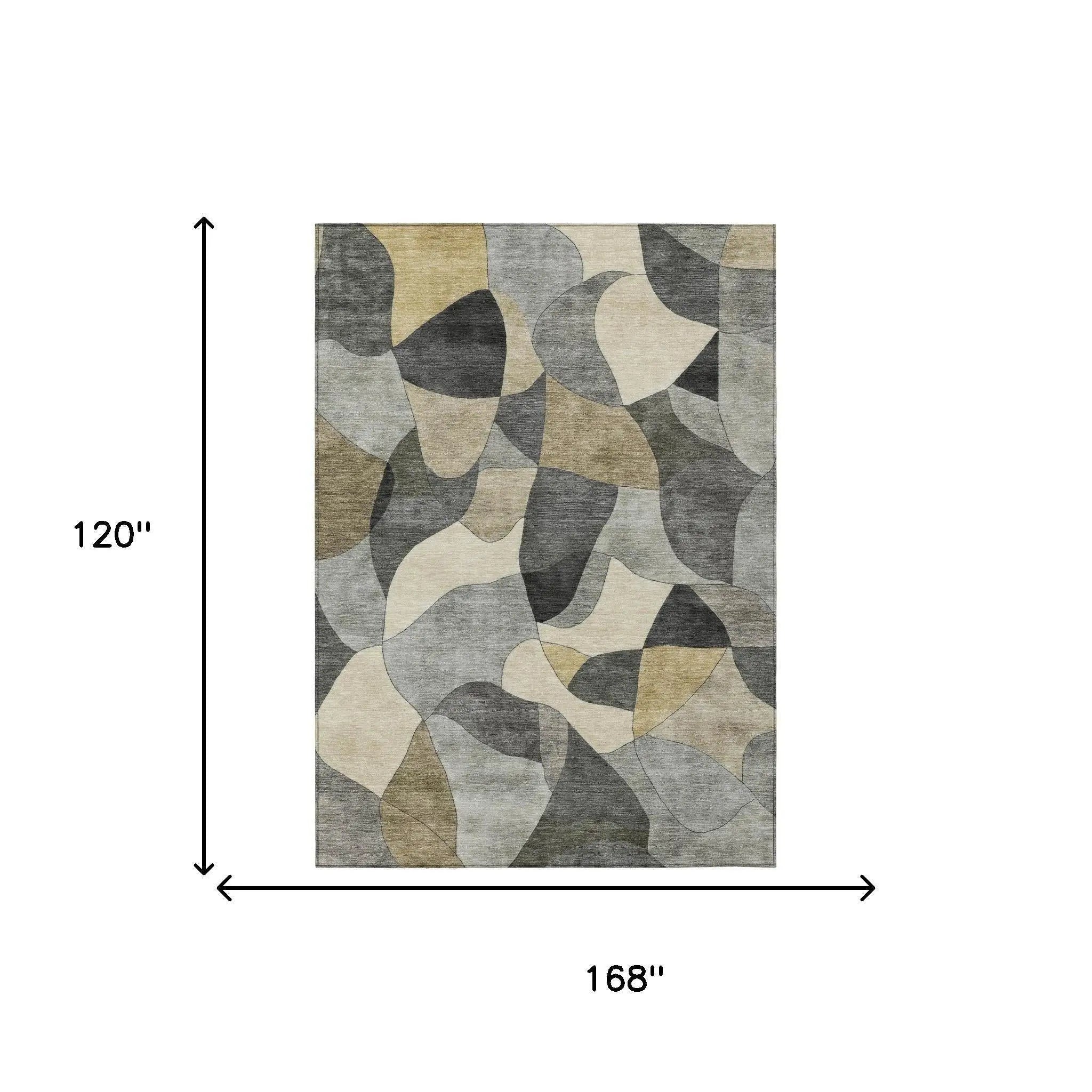 10' X 14' Pewter And Gray Abstract Washable Indoor Outdoor Area Rug Homeroots Outdoor