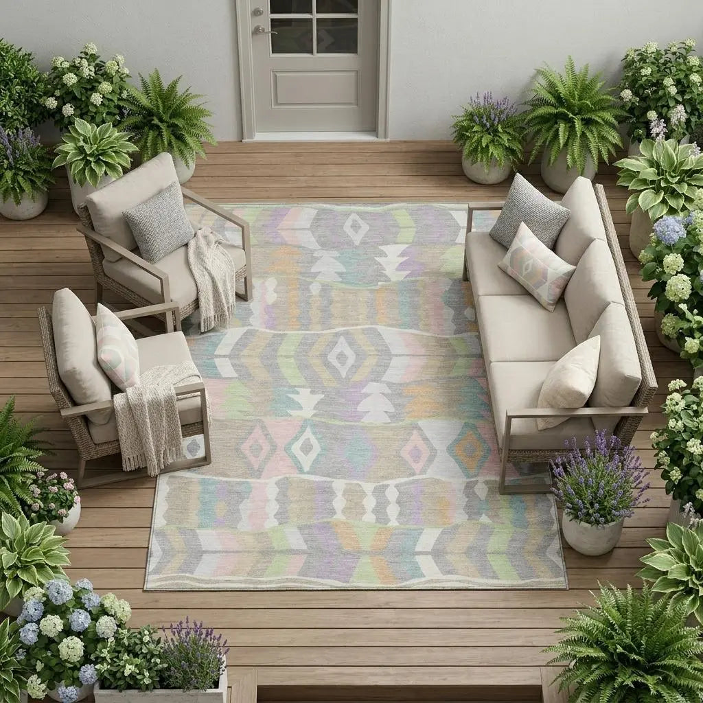 10' X 14' Pewter And Gray Geometric Washable Indoor Outdoor Area Rug Homeroots Outdoor