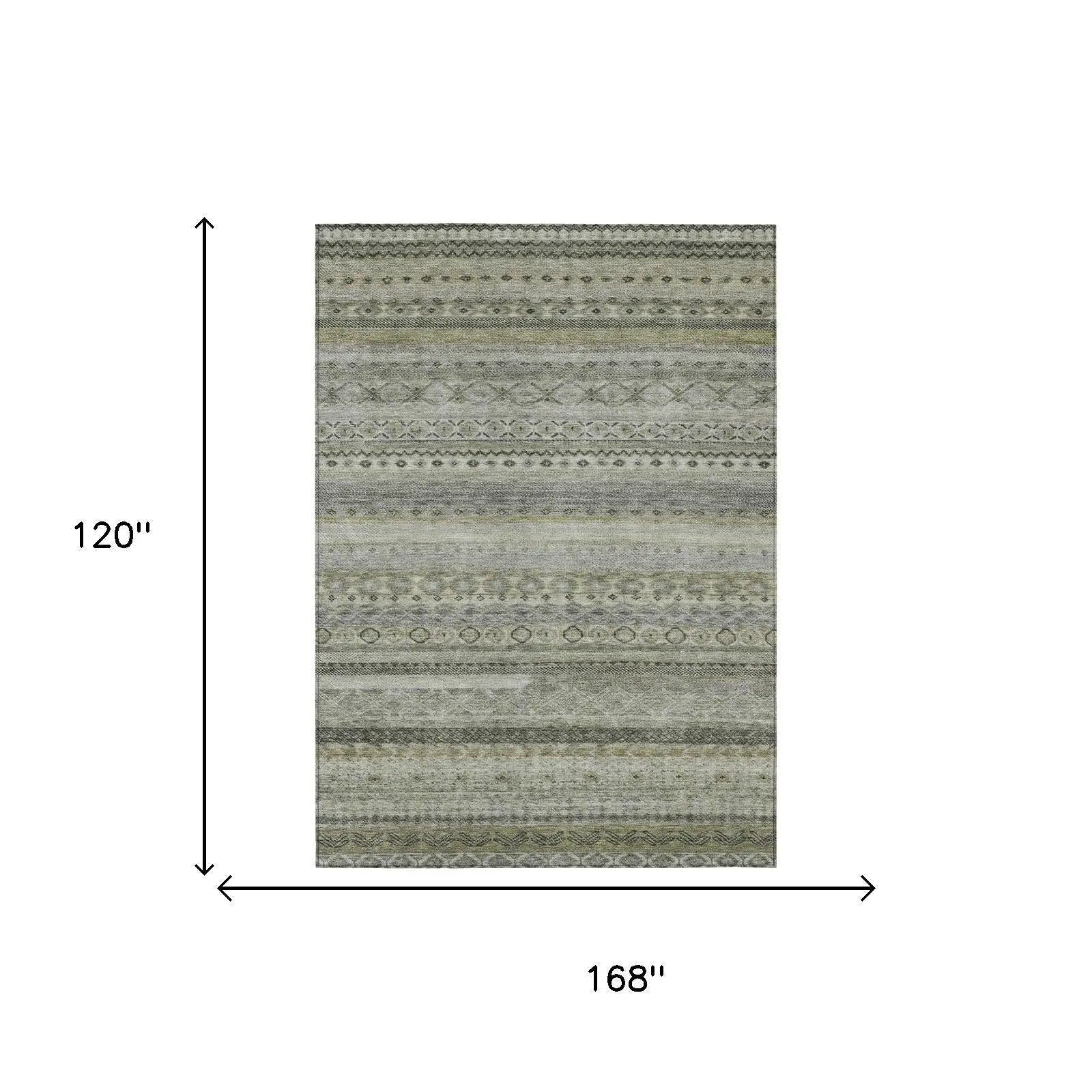 10' X 14' Pewter And Gray Striped Washable Indoor Outdoor Area Rug Homeroots Outdoor