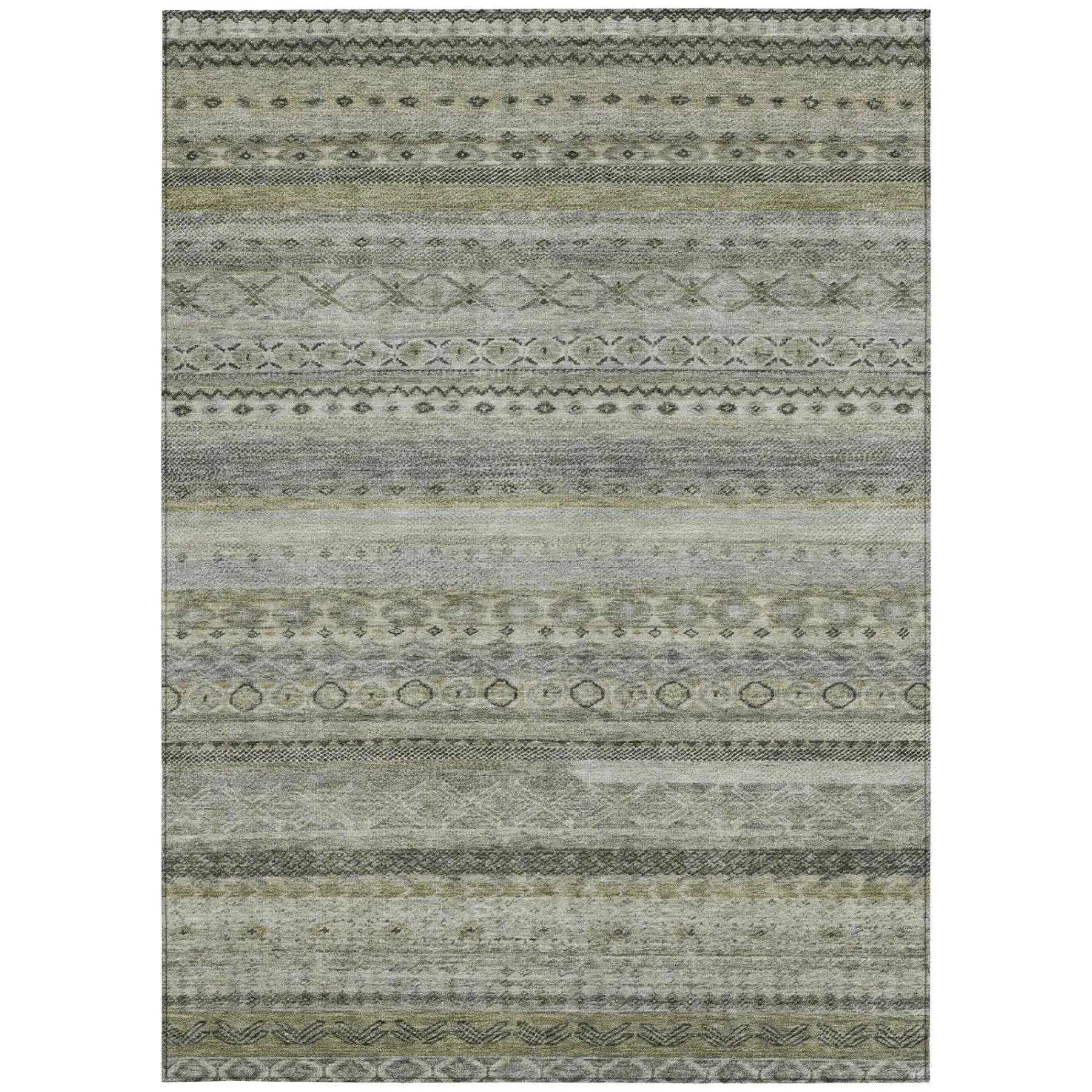10' X 14' Pewter And Gray Striped Washable Indoor Outdoor Area Rug Homeroots Outdoor