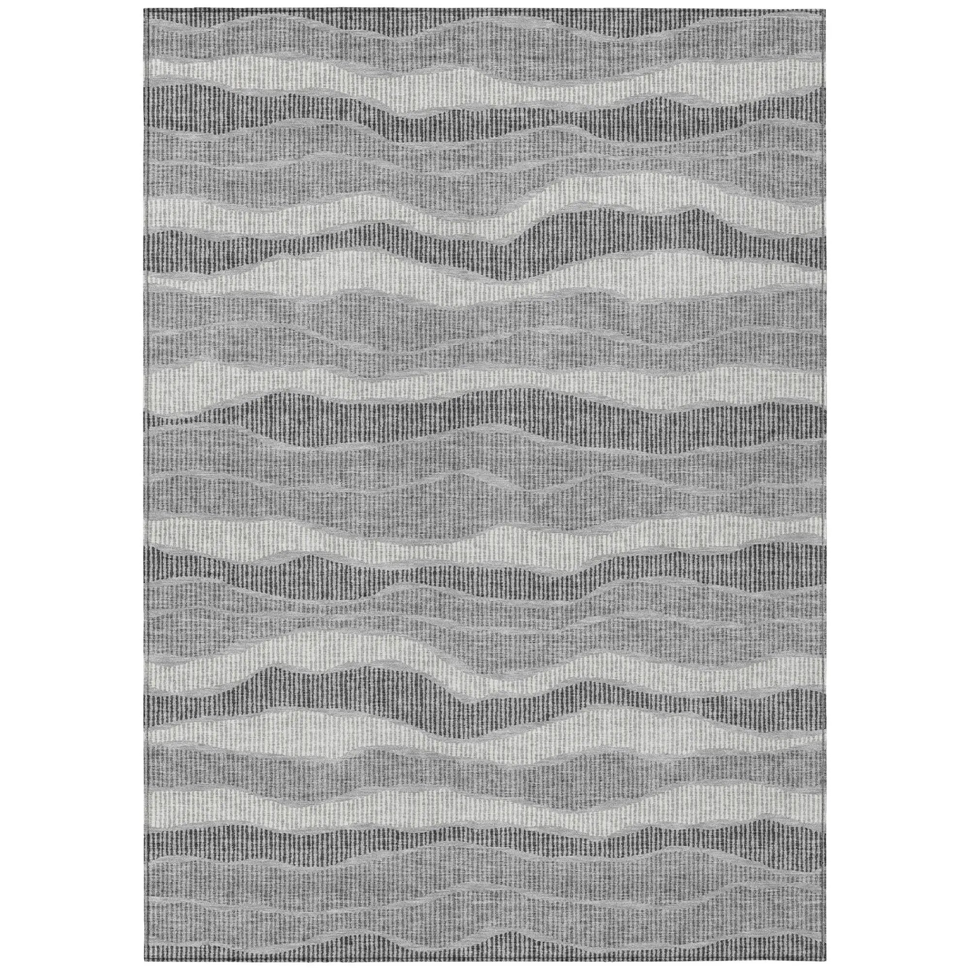 10' X 14' Pewter And Gray Striped Washable Indoor Outdoor Area Rug Homeroots Outdoor