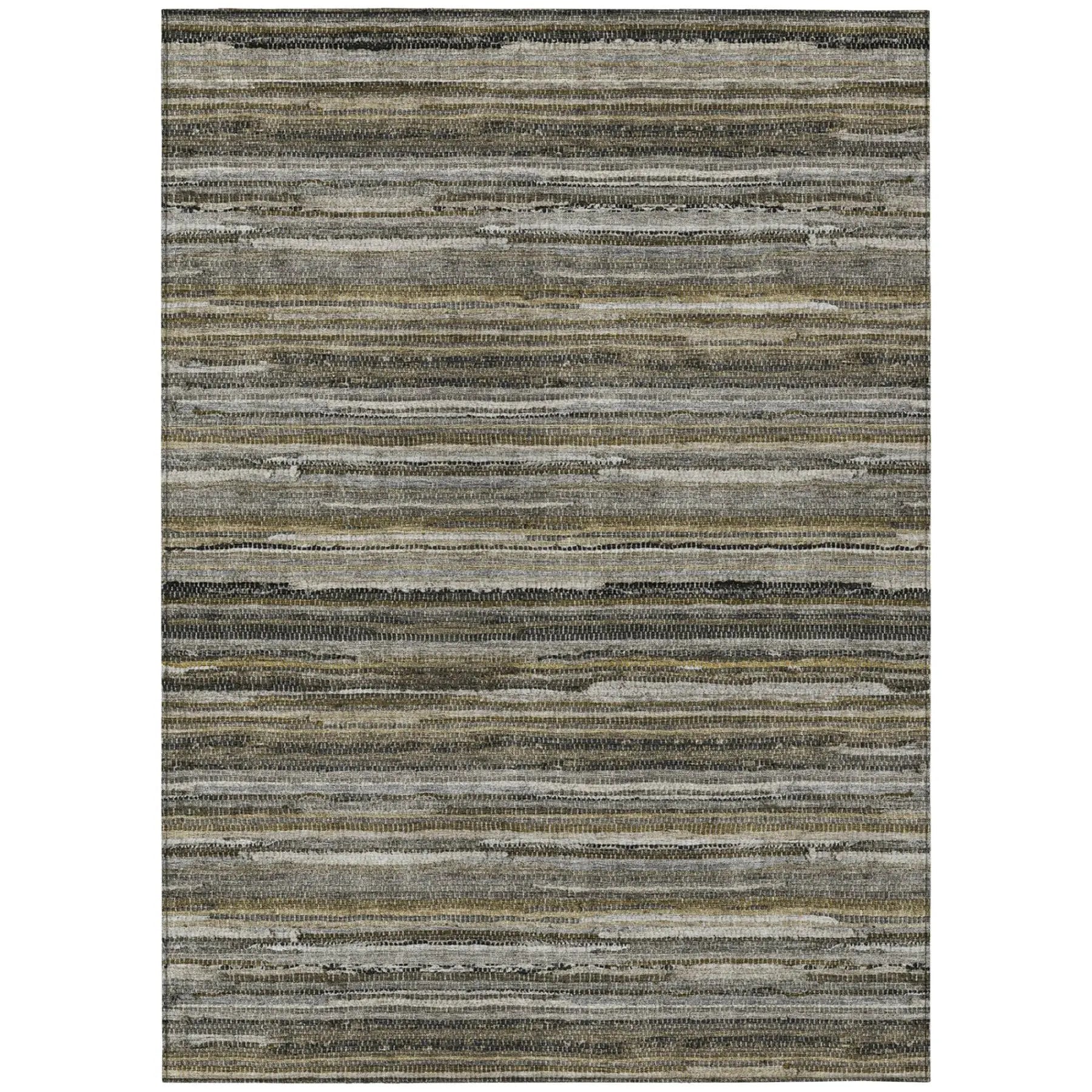 10' X 14' Pewter And Gray Striped Washable Indoor Outdoor Area Rug Homeroots Outdoor