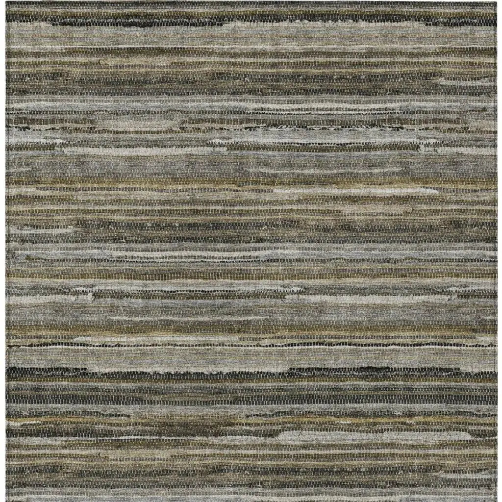 10' X 14' Pewter And Gray Striped Washable Indoor Outdoor Area Rug Homeroots Outdoor