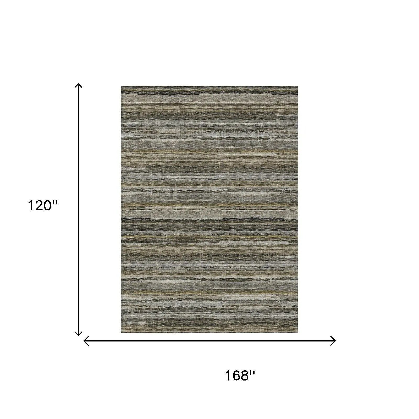 10' X 14' Pewter And Gray Striped Washable Indoor Outdoor Area Rug Homeroots Outdoor