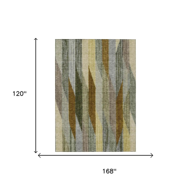 10' X 14' Pewter And Gray Striped Washable Indoor Outdoor Area Rug Homeroots Outdoor