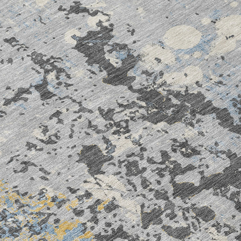 10' X 14' Pewter And Ivory Abstract Washable Indoor Outdoor Area Rug Homeroots Outdoor