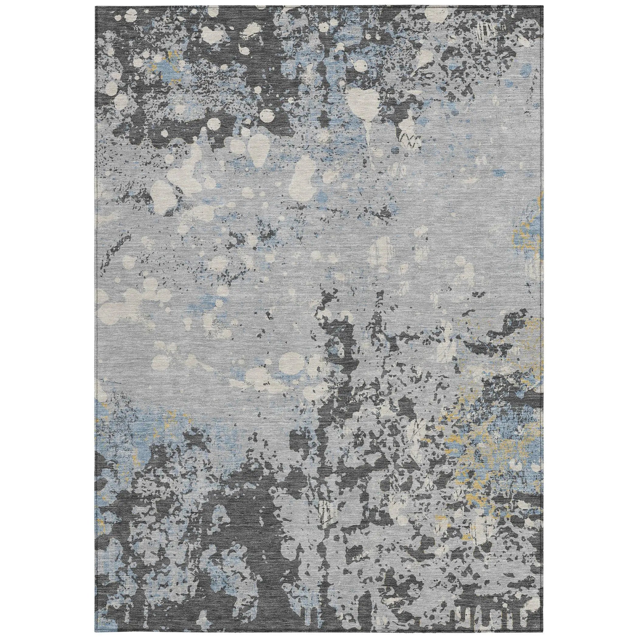 10' X 14' Pewter And Ivory Abstract Washable Indoor Outdoor Area Rug Homeroots Outdoor