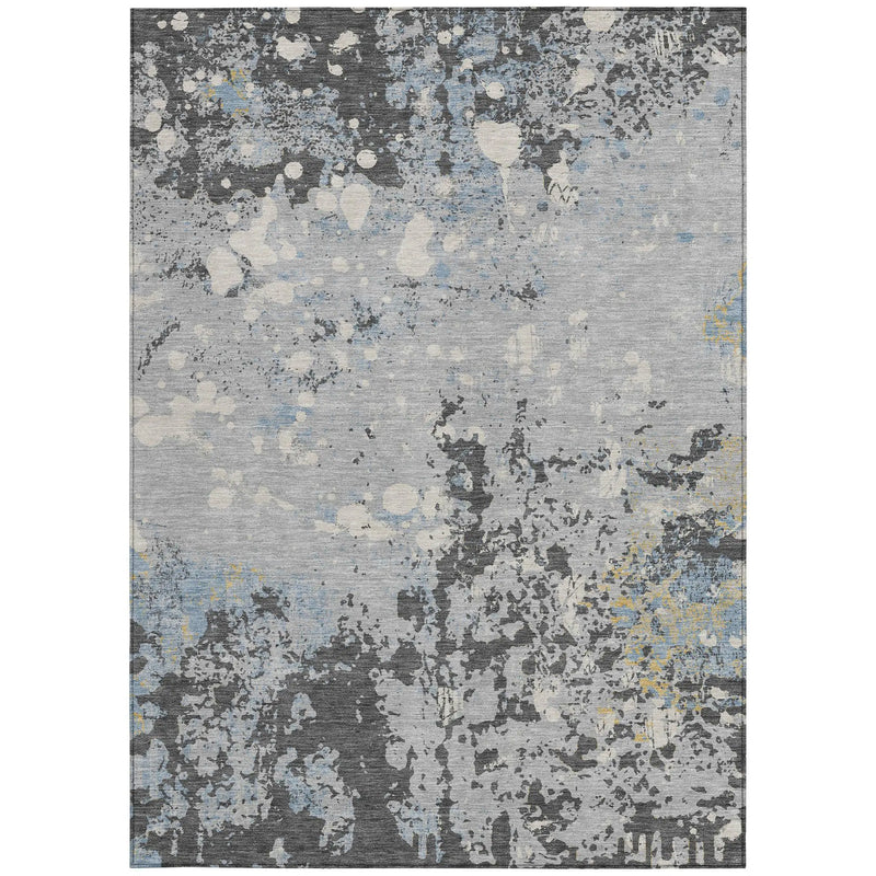 10' X 14' Pewter And Ivory Abstract Washable Indoor Outdoor Area Rug Homeroots Outdoor