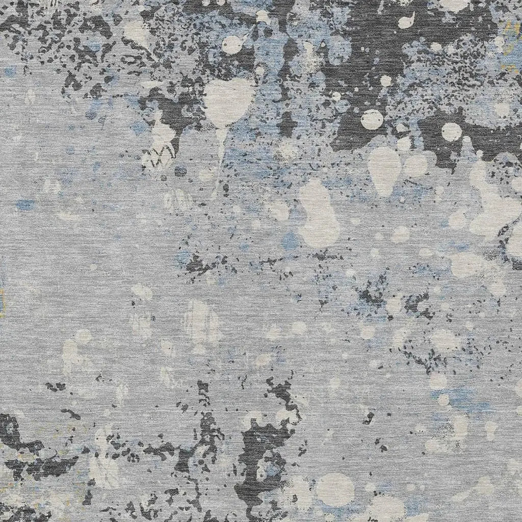10' X 14' Pewter And Ivory Abstract Washable Indoor Outdoor Area Rug Homeroots Outdoor