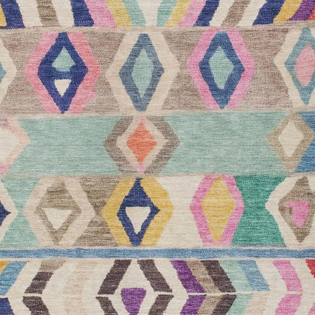 10' X 14' Pink And Blue Tribal Washable Indoor Outdoor Area Rug Homeroots Outdoor