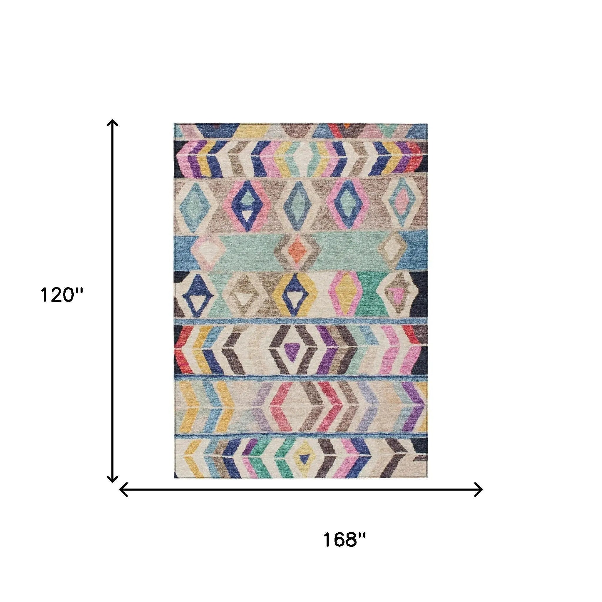 10' X 14' Pink And Blue Tribal Washable Indoor Outdoor Area Rug Homeroots Outdoor