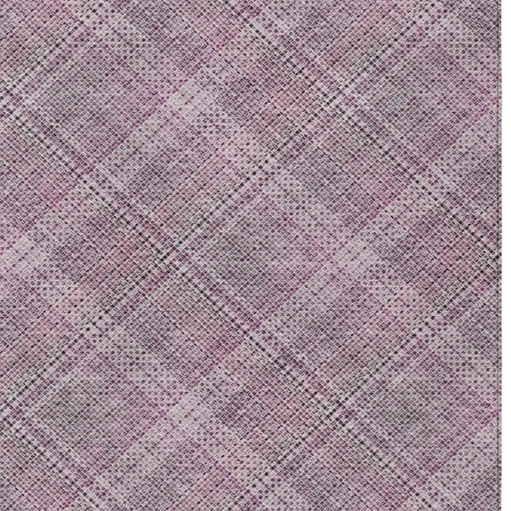 10' X 14' Pink And Blush Plaid Washable Indoor Outdoor Area Rug Homeroots Outdoor