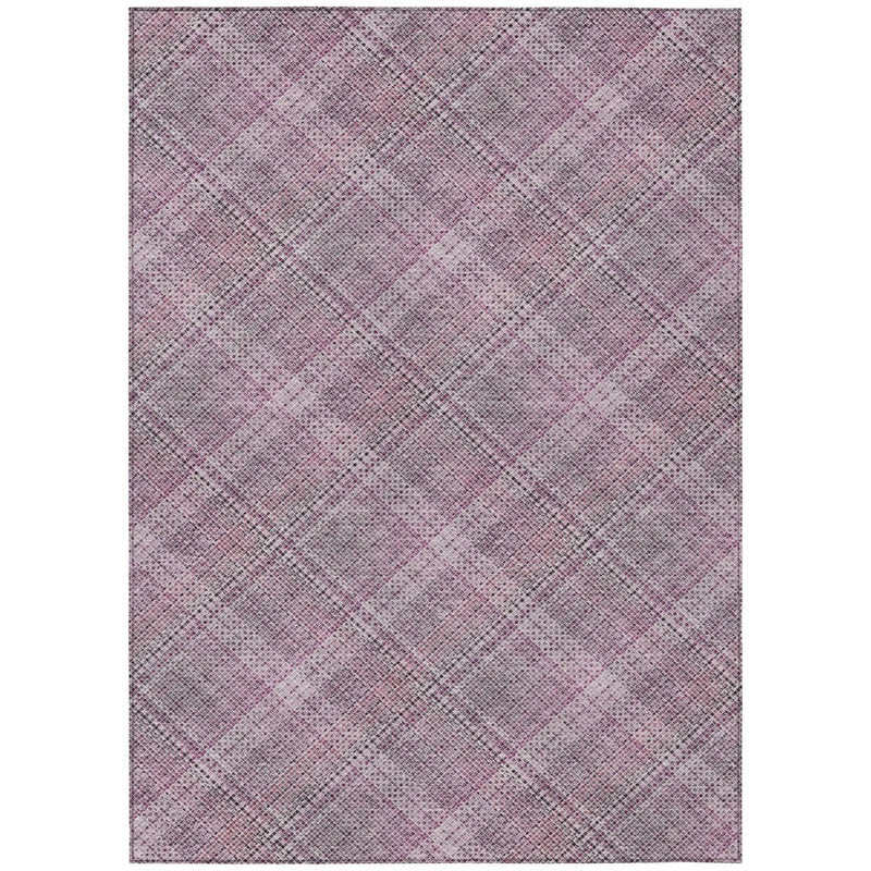 10' X 14' Pink And Blush Plaid Washable Indoor Outdoor Area Rug Homeroots Outdoor