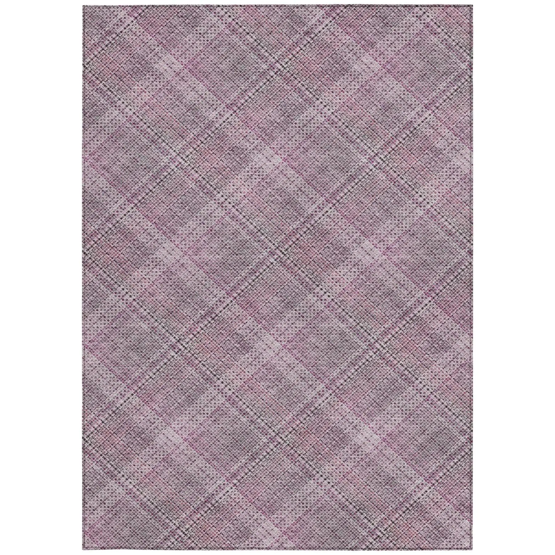 10' X 14' Pink And Blush Plaid Washable Indoor Outdoor Area Rug Homeroots Outdoor