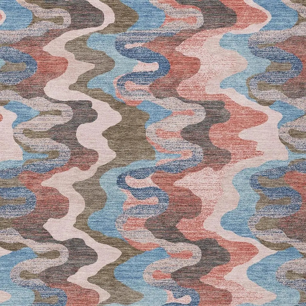 10' X 14' Pink And Coral Abstract Washable Indoor Outdoor Area Rug Homeroots Outdoor