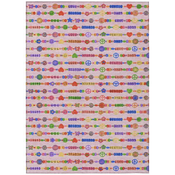 10' X 14' Pink And Fern Green Geometric Washable Indoor Outdoor Area Rug Homeroots Outdoor