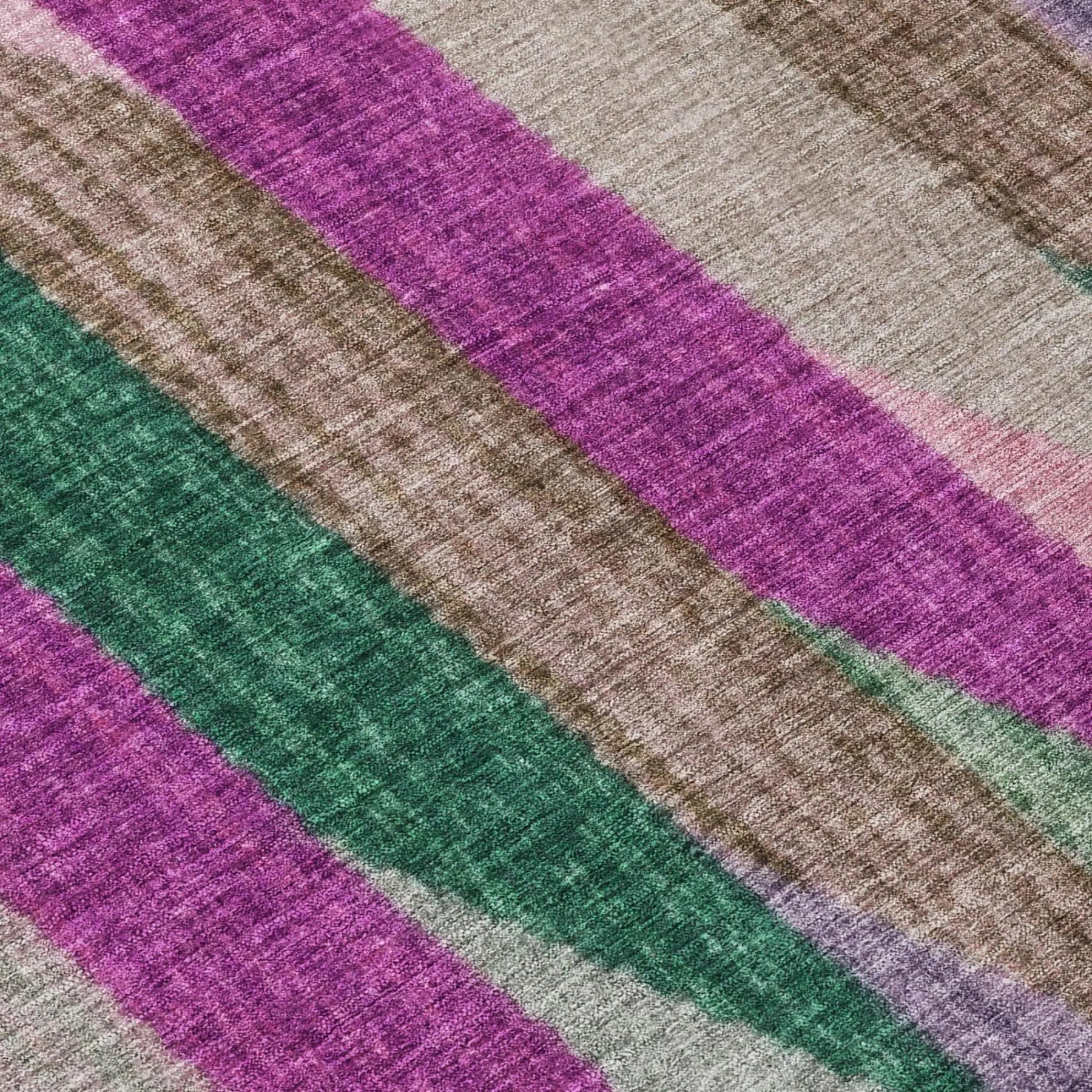 10' X 14' Pink And Green Striped Washable Indoor Outdoor Area Rug Homeroots Outdoor