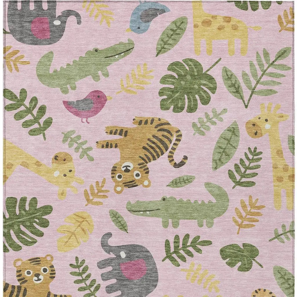 10' X 14' Pink And Ivory Abstract Washable Indoor Outdoor Area Rug Homeroots Outdoor