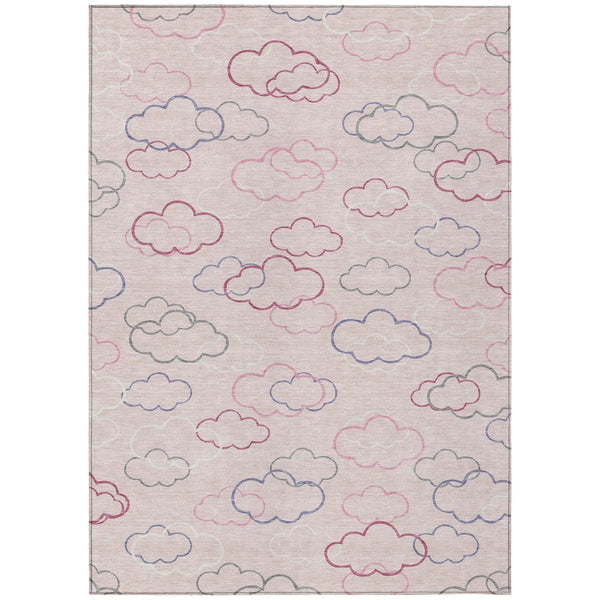 10' X 14' Pink And Ivory Abstract Washable Indoor Outdoor Area Rug Homeroots Outdoor