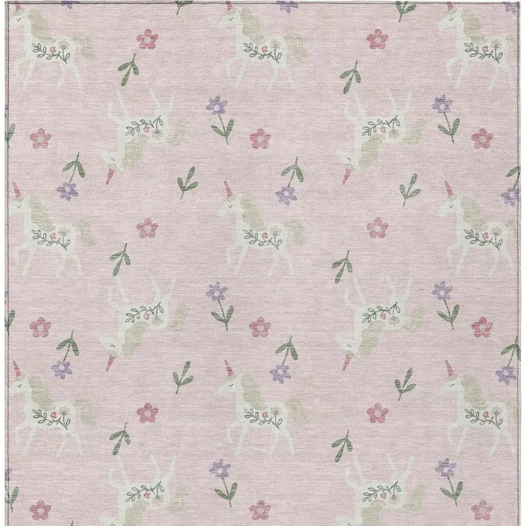 10' X 14' Pink And Ivory Floral Washable Indoor Outdoor Area Rug Homeroots Outdoor