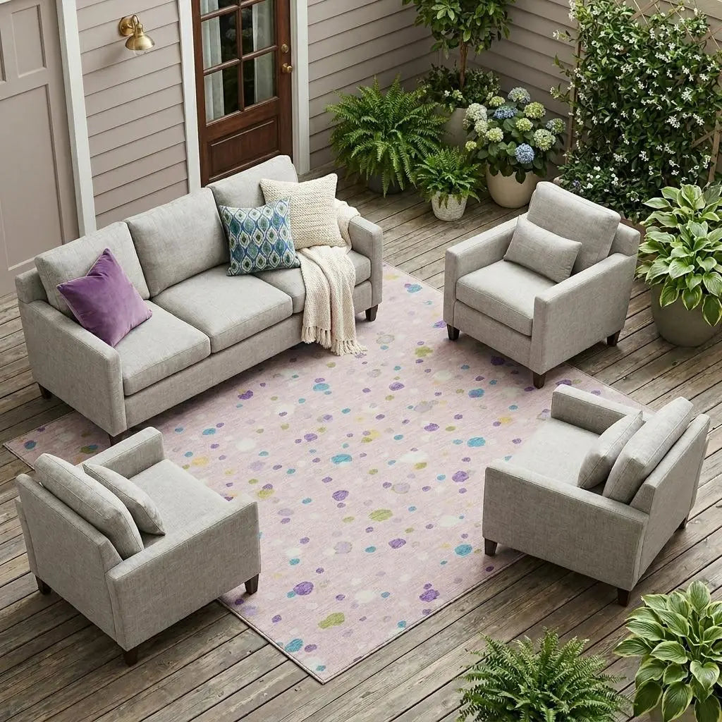 10' X 14' Pink And Ivory Geometric Washable Indoor Outdoor Area Rug Homeroots Outdoor