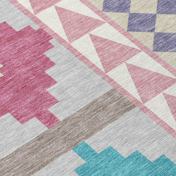 10' X 14' Pink And Ivory Southwestern Washable Indoor Outdoor Area Rug Homeroots Outdoor