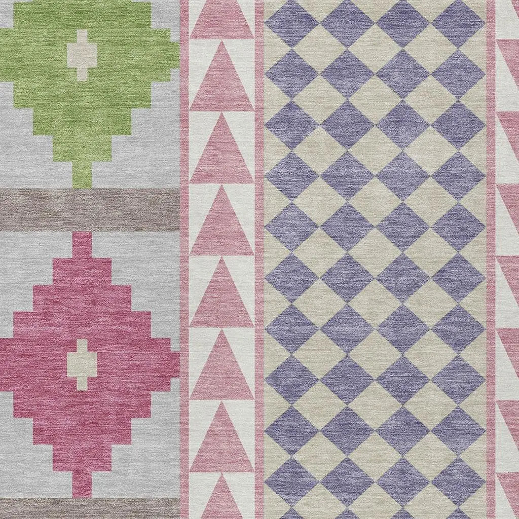 10' X 14' Pink And Ivory Southwestern Washable Indoor Outdoor Area Rug Homeroots Outdoor