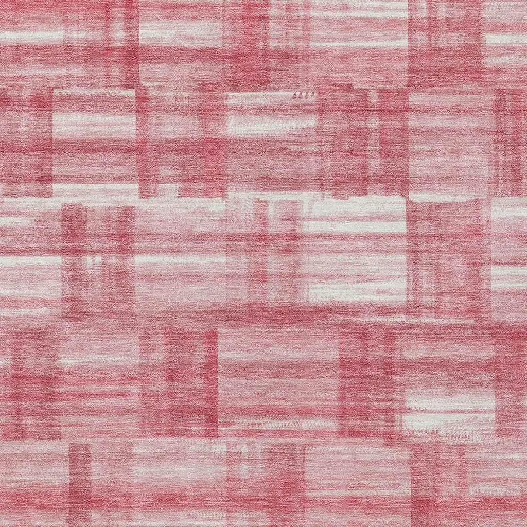 10' X 14' Pink And Ivory Striped Washable Indoor Outdoor Area Rug Homeroots Outdoor