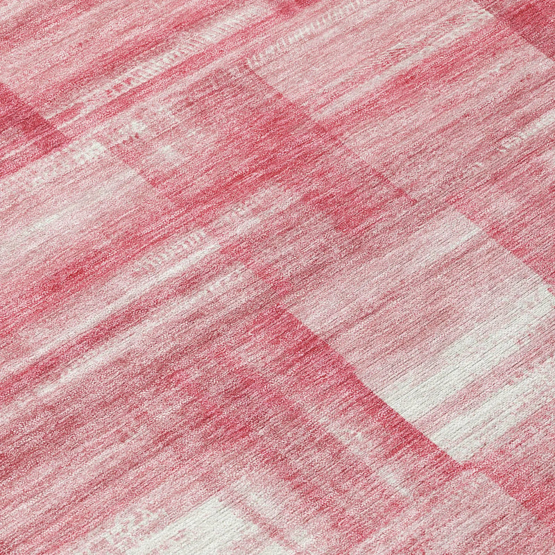 10' X 14' Pink And Ivory Striped Washable Indoor Outdoor Area Rug Homeroots Outdoor