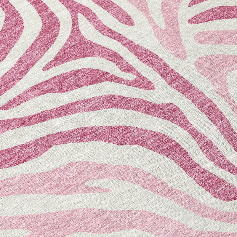 10' X 14' Pink And Ivory Zebra Print Washable Indoor Outdoor Area Rug Homeroots Outdoor