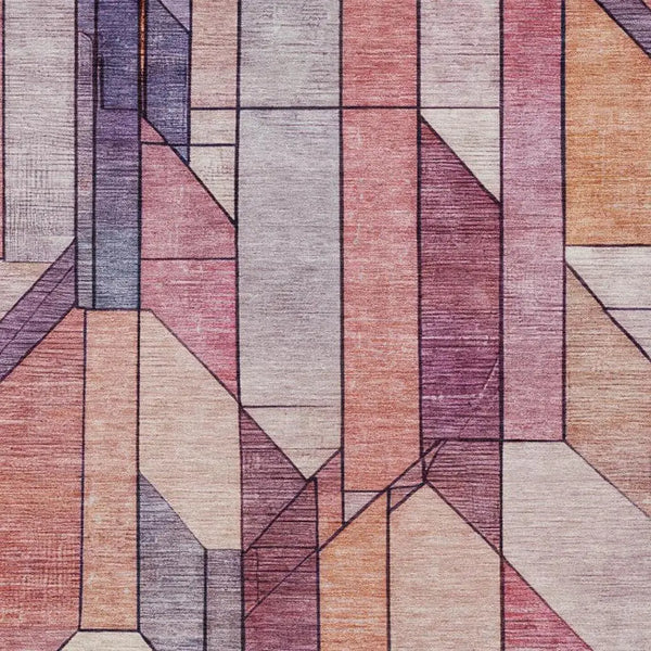 10' X 14' Pink And Mauve Geometric Washable Indoor Outdoor Area Rug Homeroots Outdoor