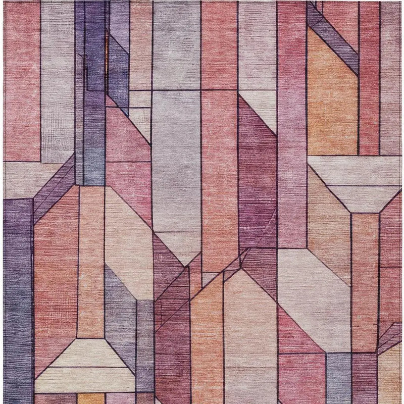 10' X 14' Pink And Mauve Geometric Washable Indoor Outdoor Area Rug Homeroots Outdoor