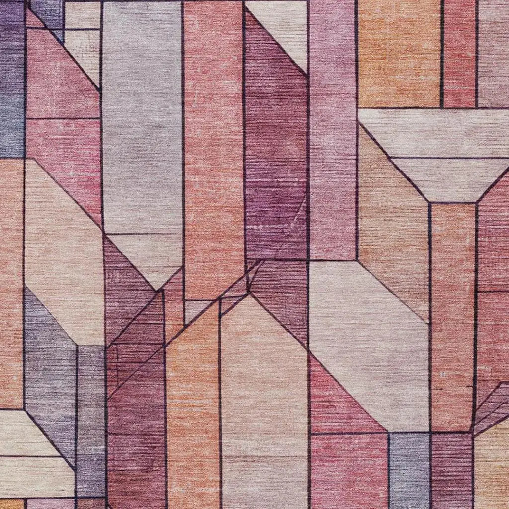 10' X 14' Pink And Mauve Geometric Washable Indoor Outdoor Area Rug Homeroots Outdoor