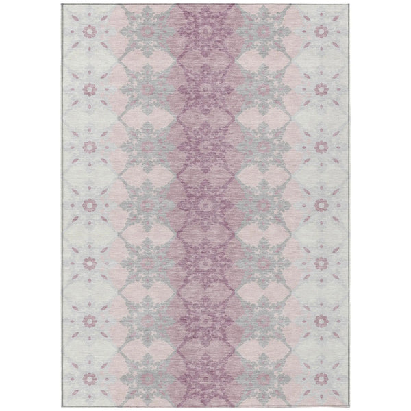 10' X 14' Pink And Pearl Floral Medallion Washable Indoor Outdoor Area Rug Homeroots Outdoor
