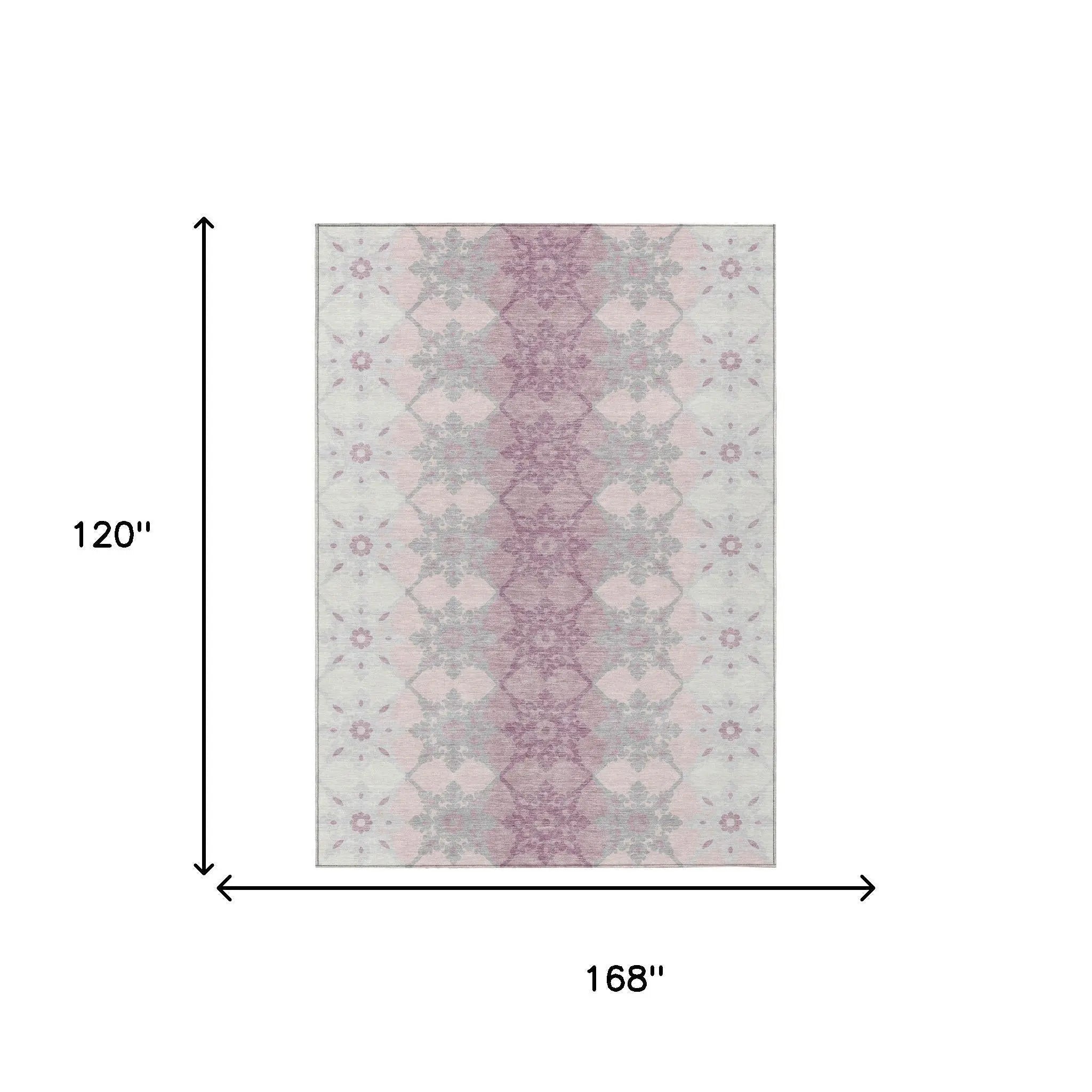 10' X 14' Pink And Pearl Floral Medallion Washable Indoor Outdoor Area Rug Homeroots Outdoor