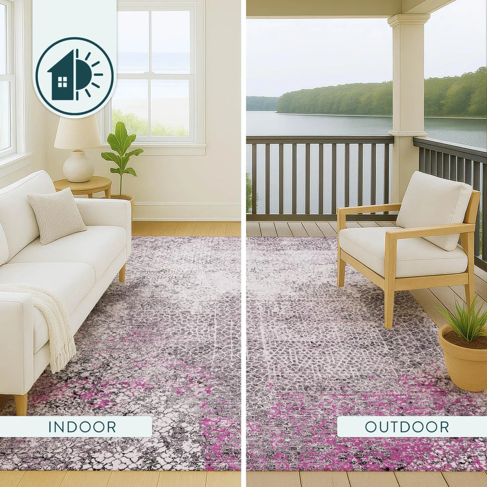 10' X 14' Pink And Pewter Abstract Washable Indoor Outdoor Area Rug Homeroots Outdoor