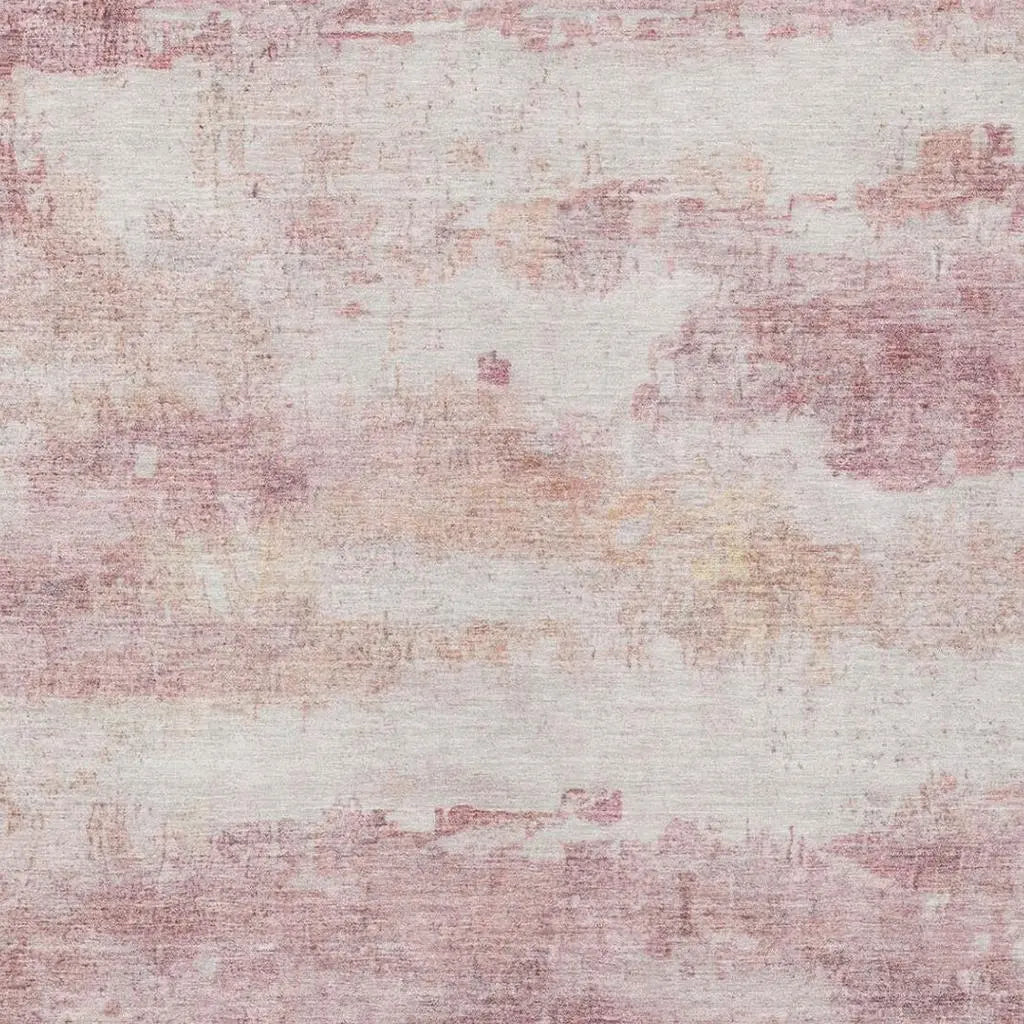 10' X 14' Pink And Tan Abstract Washable Indoor Outdoor Area Rug Homeroots Outdoor