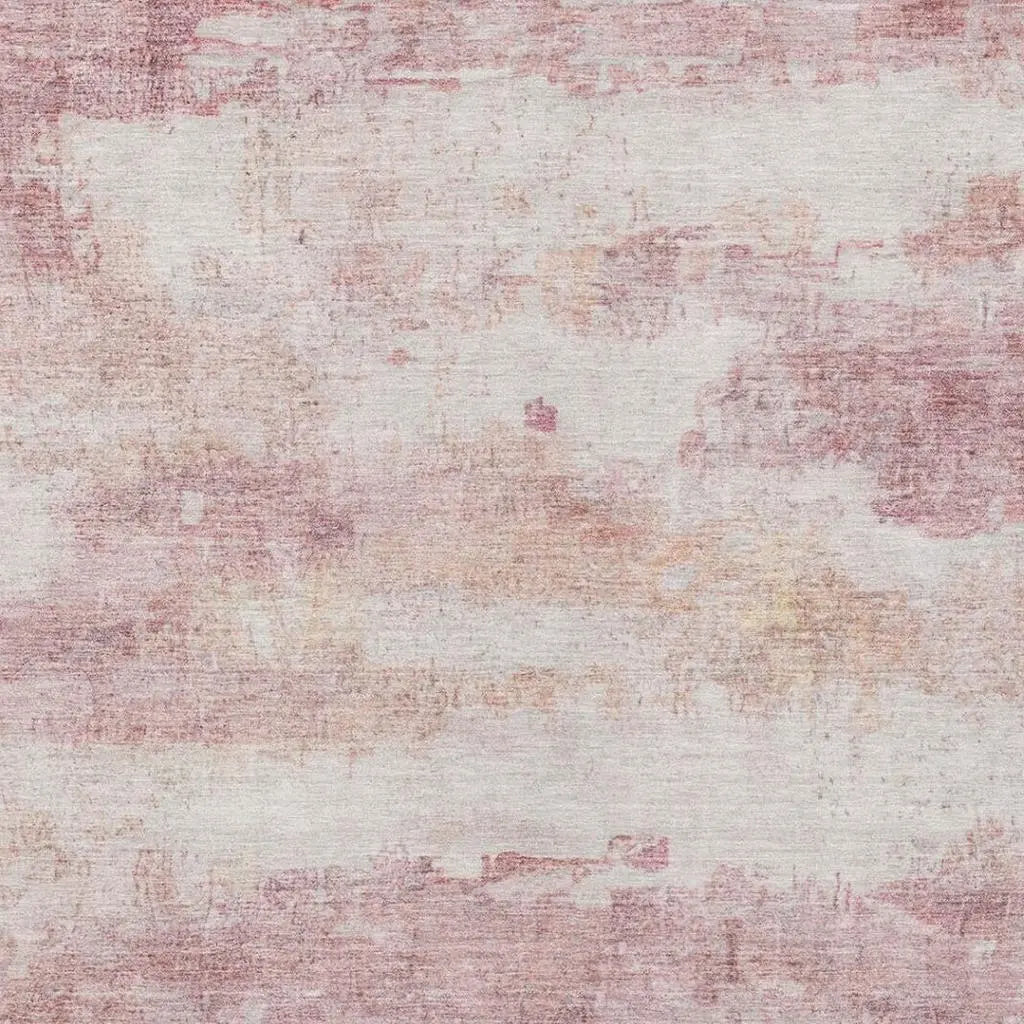 10' X 14' Pink And Tan Abstract Washable Indoor Outdoor Area Rug Homeroots Outdoor