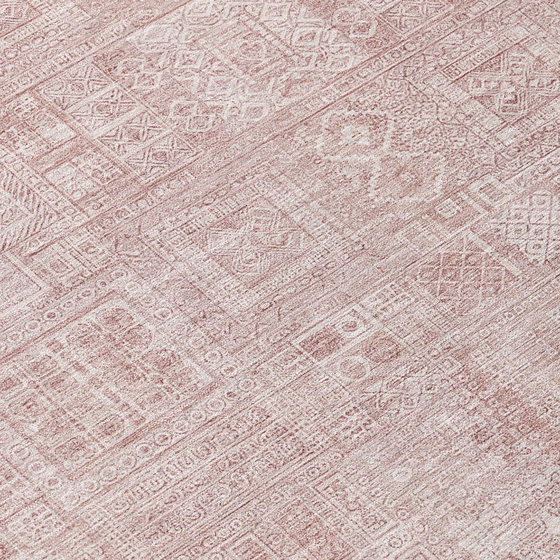 10' X 14' Pink And Tan Oriental Washable Indoor Outdoor Area Rug Homeroots Outdoor