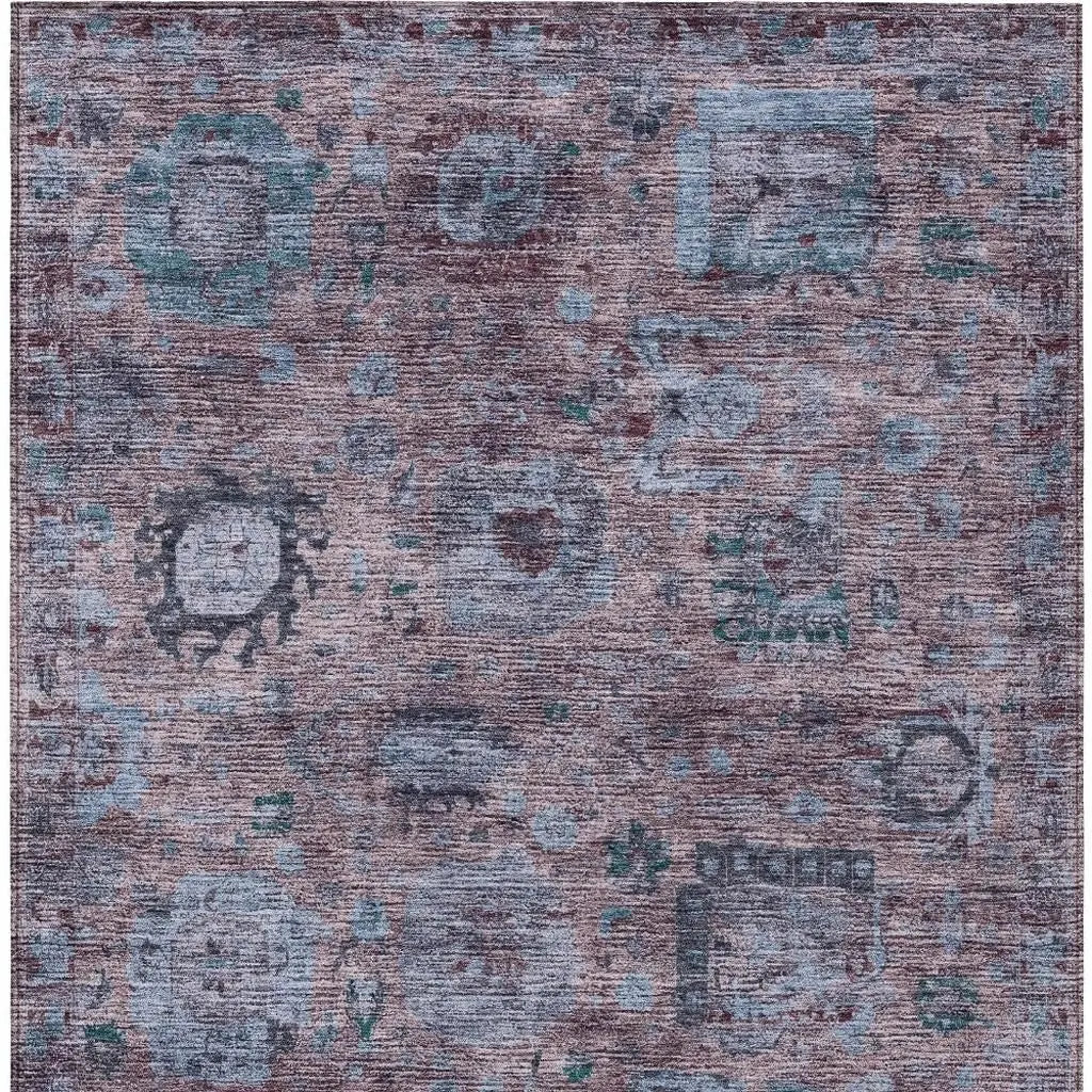 10' X 14' Plum And Brown Abstract Washable Indoor Outdoor Area Rug Homeroots Outdoor