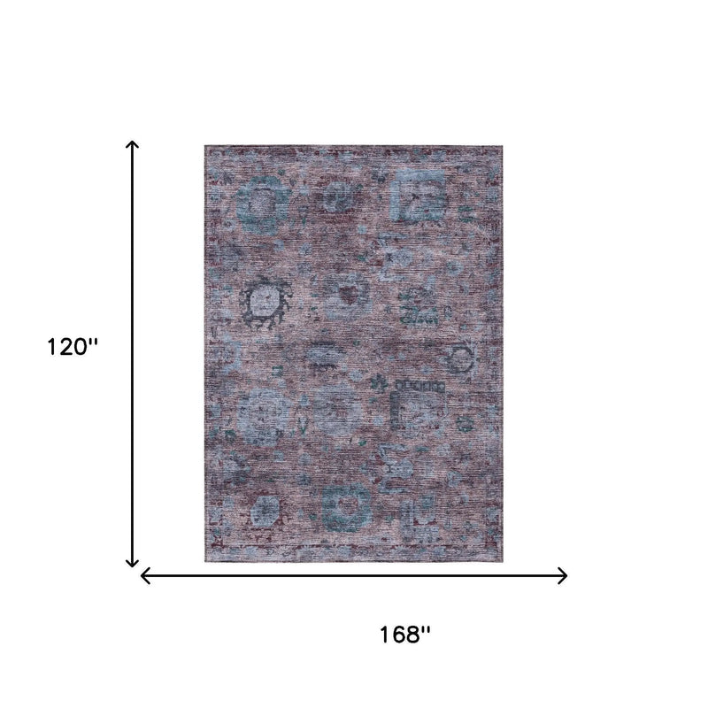 10' X 14' Plum And Brown Abstract Washable Indoor Outdoor Area Rug Homeroots Outdoor