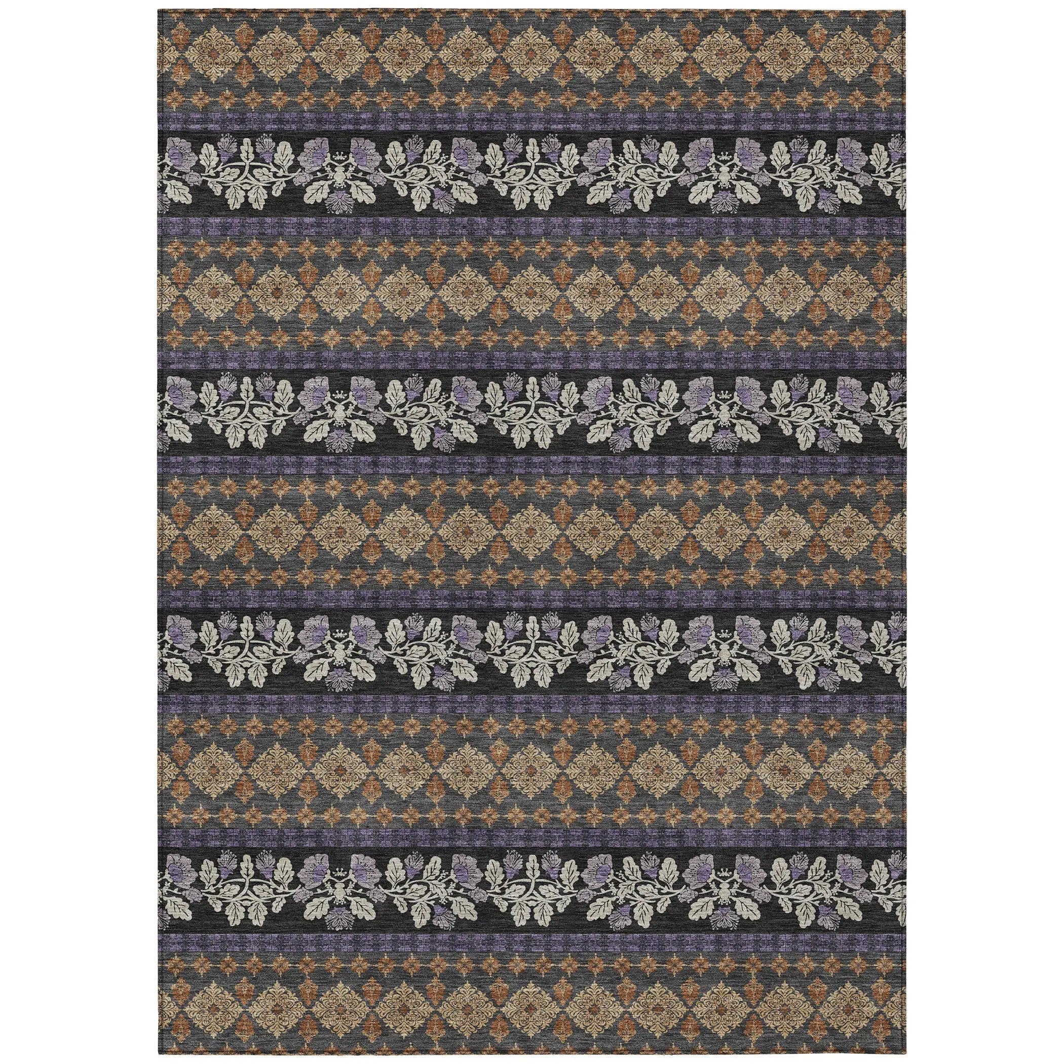 10' X 14' Plum And Copper Striped Washable Indoor Outdoor Area Rug Homeroots Outdoor