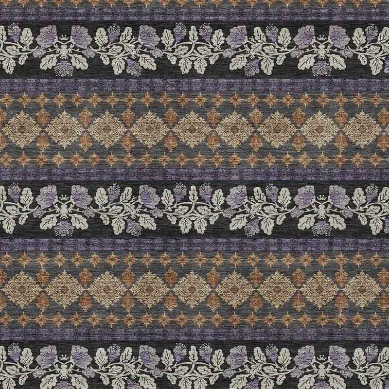 10' X 14' Plum And Copper Striped Washable Indoor Outdoor Area Rug Homeroots Outdoor