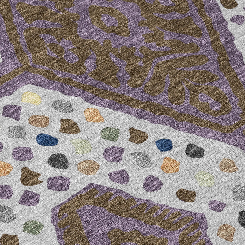 10' X 14' Plum And Eggplant Tribal Washable Indoor Outdoor Area Rug Homeroots Outdoor