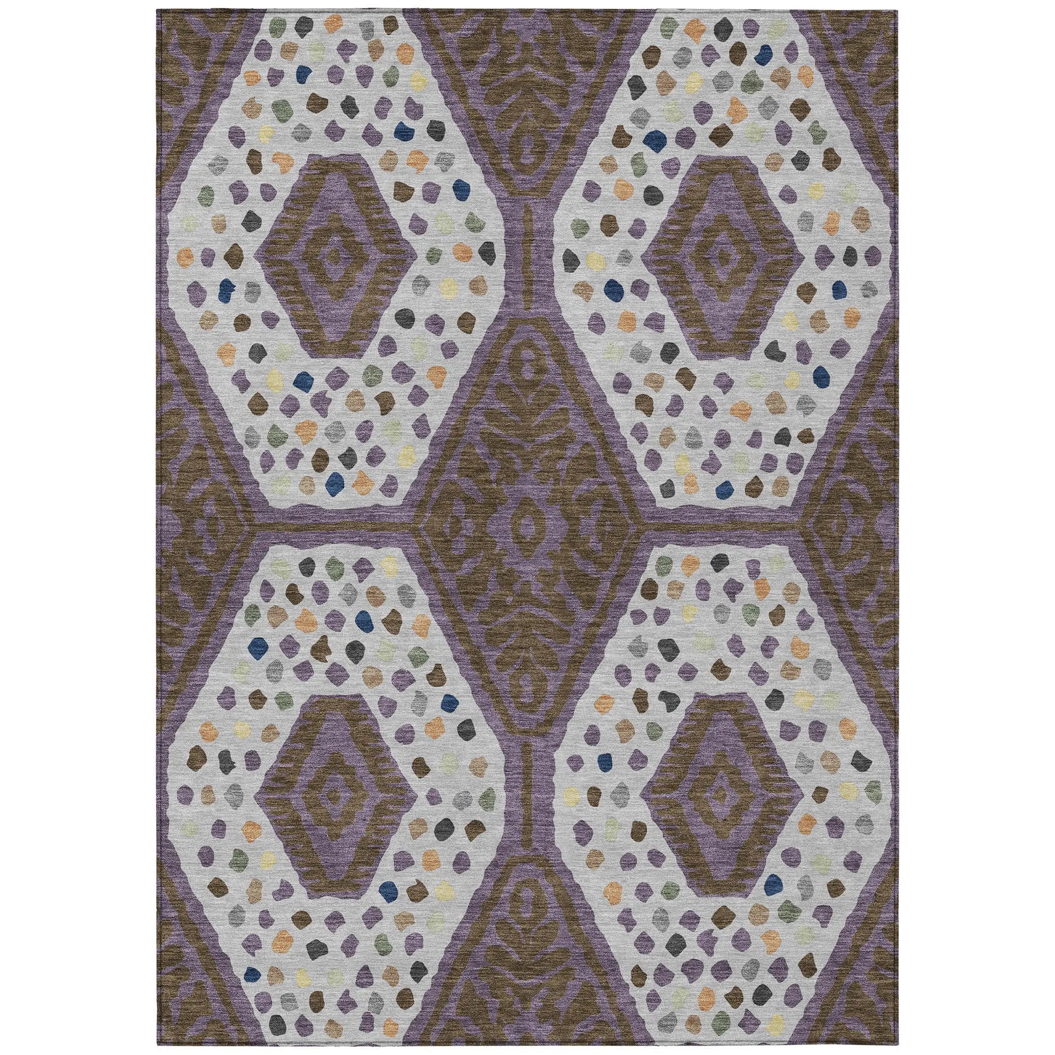 10' X 14' Plum And Eggplant Tribal Washable Indoor Outdoor Area Rug Homeroots Outdoor