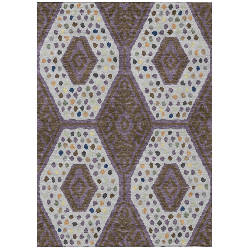 10' X 14' Plum And Eggplant Tribal Washable Indoor Outdoor Area Rug Homeroots Outdoor