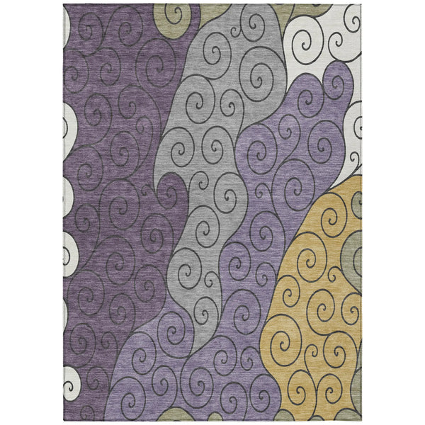 10' X 14' Plum And Gray Abstract Washable Indoor Outdoor Area Rug Homeroots Outdoor