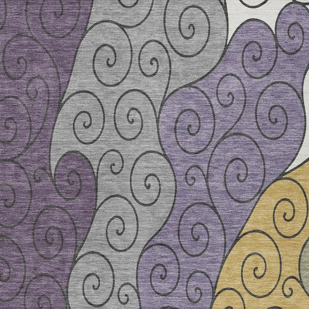 10' X 14' Plum And Gray Abstract Washable Indoor Outdoor Area Rug Homeroots Outdoor