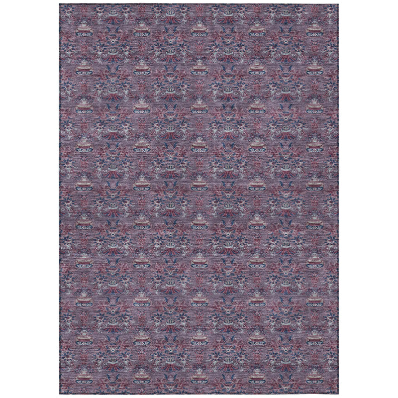 10' X 14' Plum And Gray Floral Washable Indoor Outdoor Area Rug Homeroots Outdoor