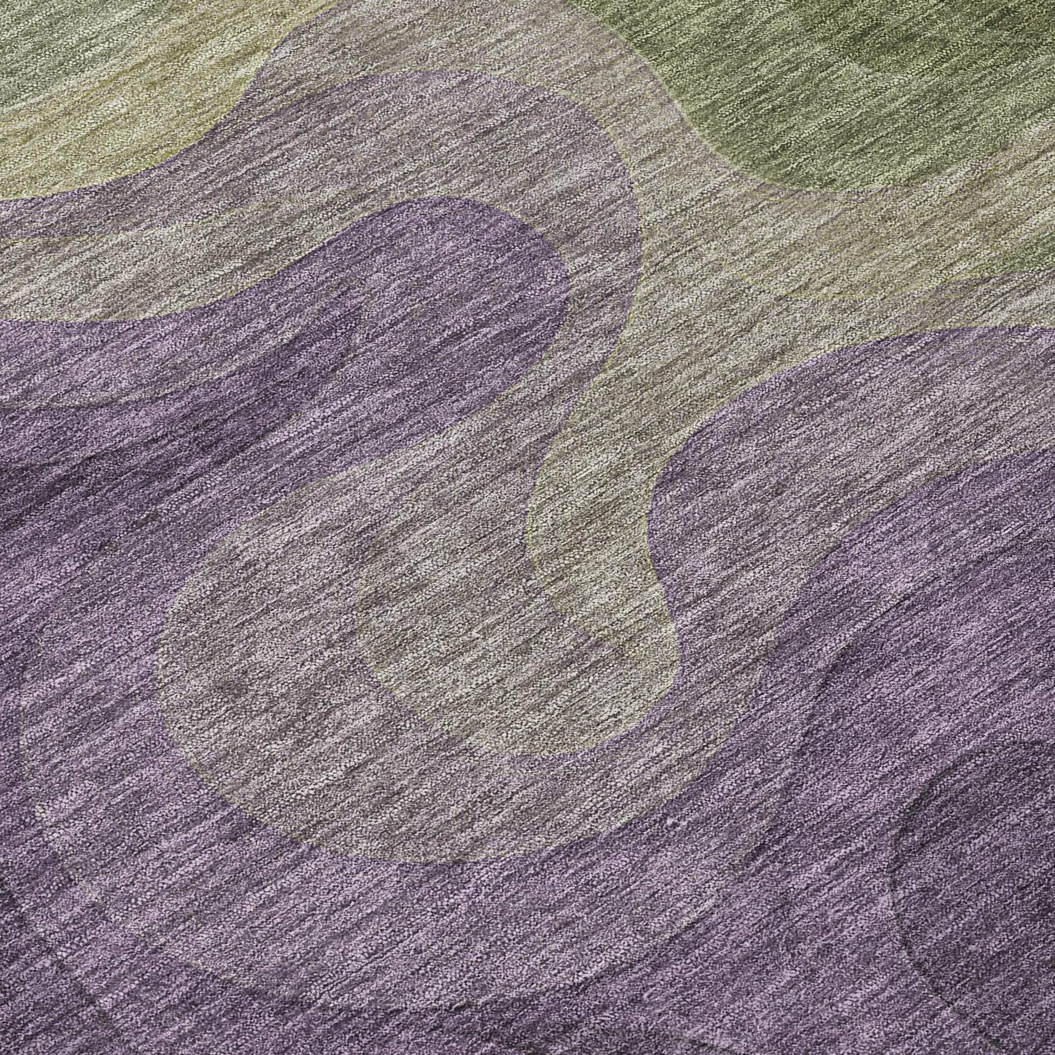 10' X 14' Plum And Green Abstract Washable Indoor Outdoor Area Rug Homeroots Outdoor
